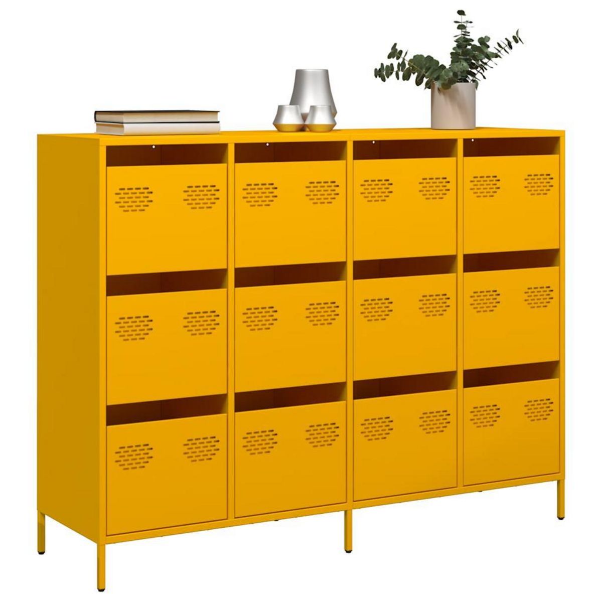 VIDAXL Buffet jaune moutarde 135x39x103,5 cm acier lamine a froid