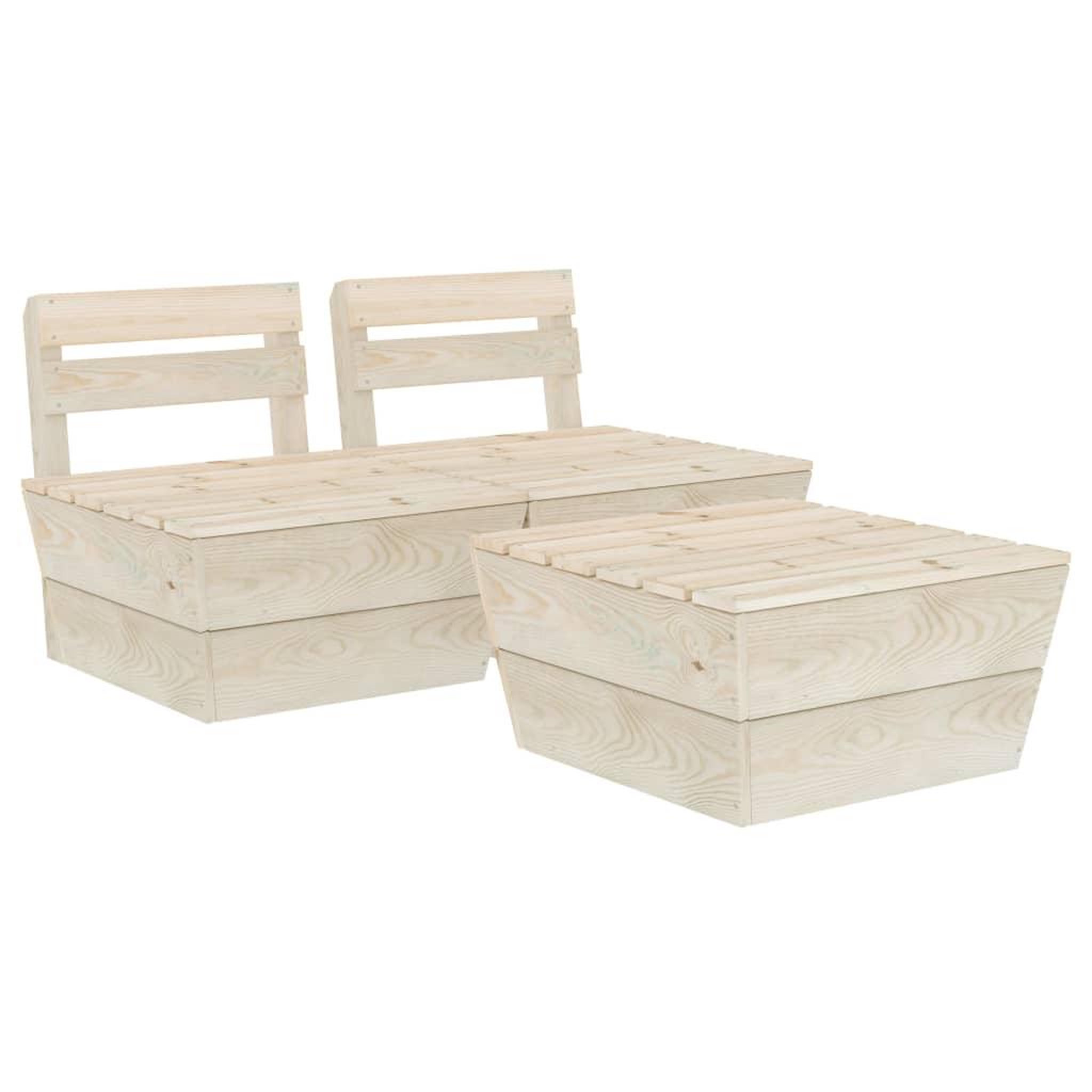 Voir la diapositive 2 : VIDAXL Salon de jardin palette 3 pcs Bois d'epicea impregne