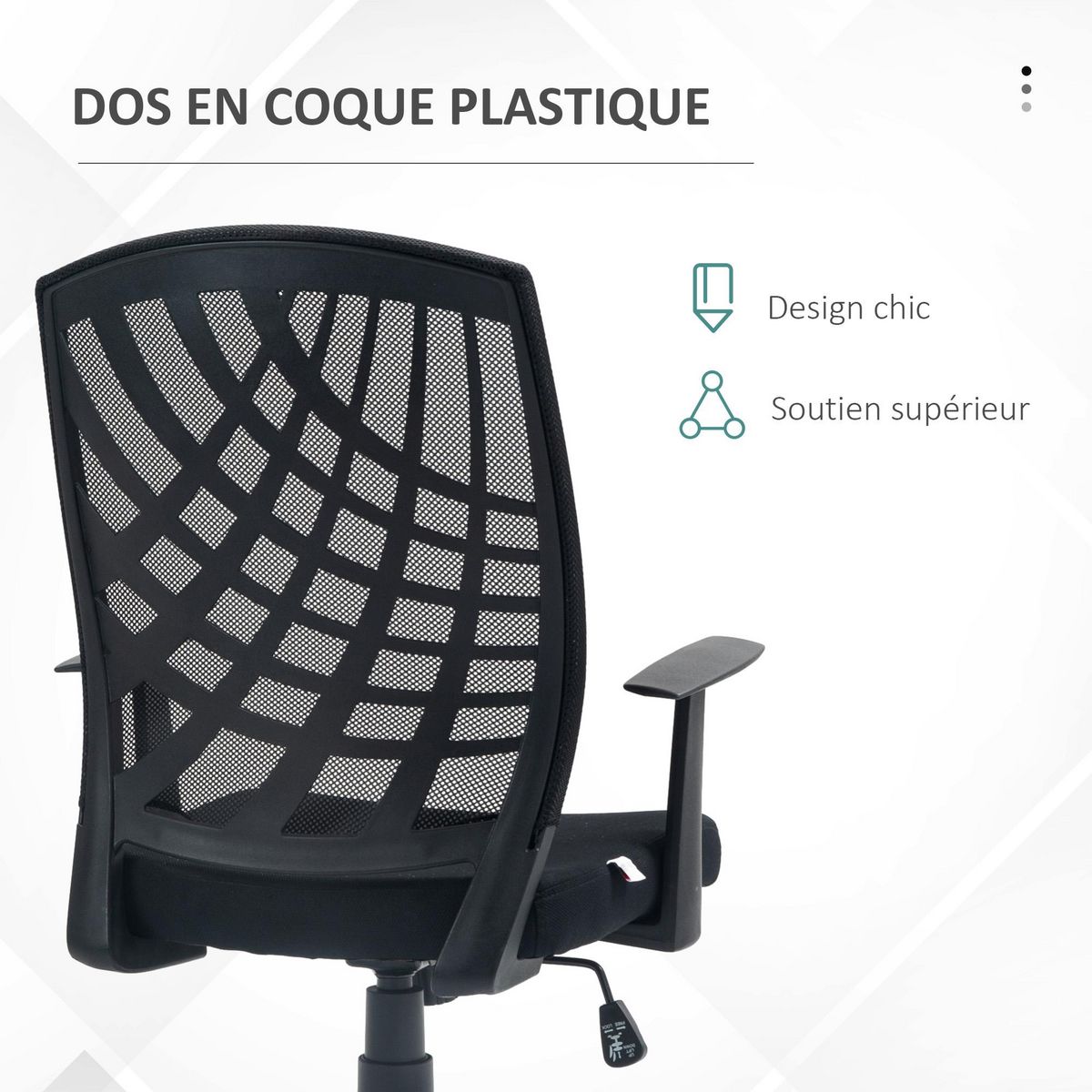 HOMCOM Chaise de bureau design ergonomique réglable accoudoirs maille noir