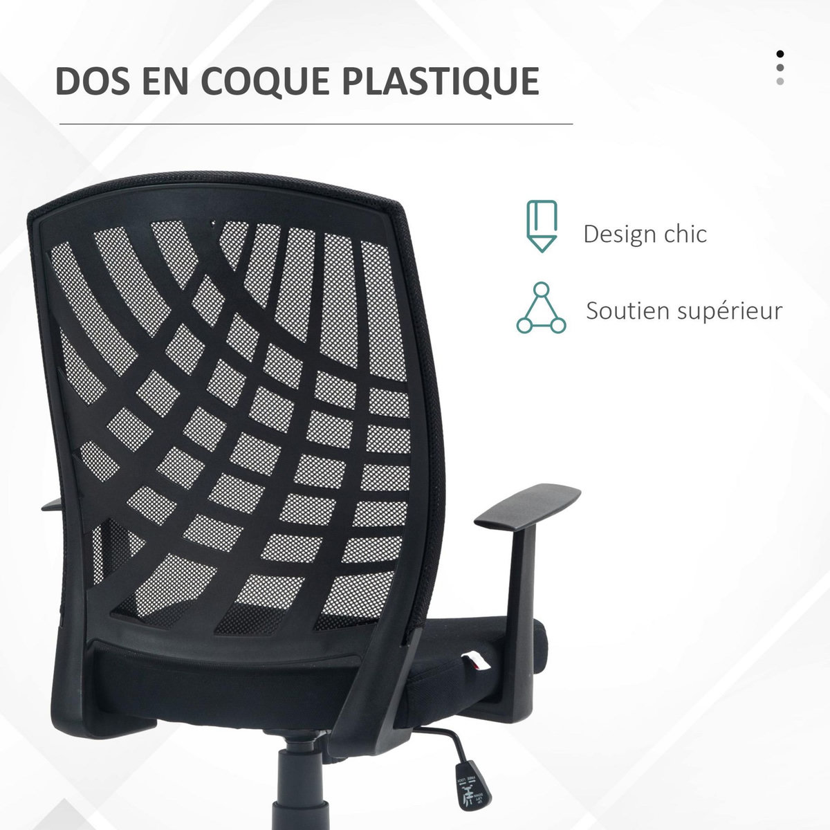 HOMCOM Chaise de bureau design ergonomique réglable accoudoirs maille noir