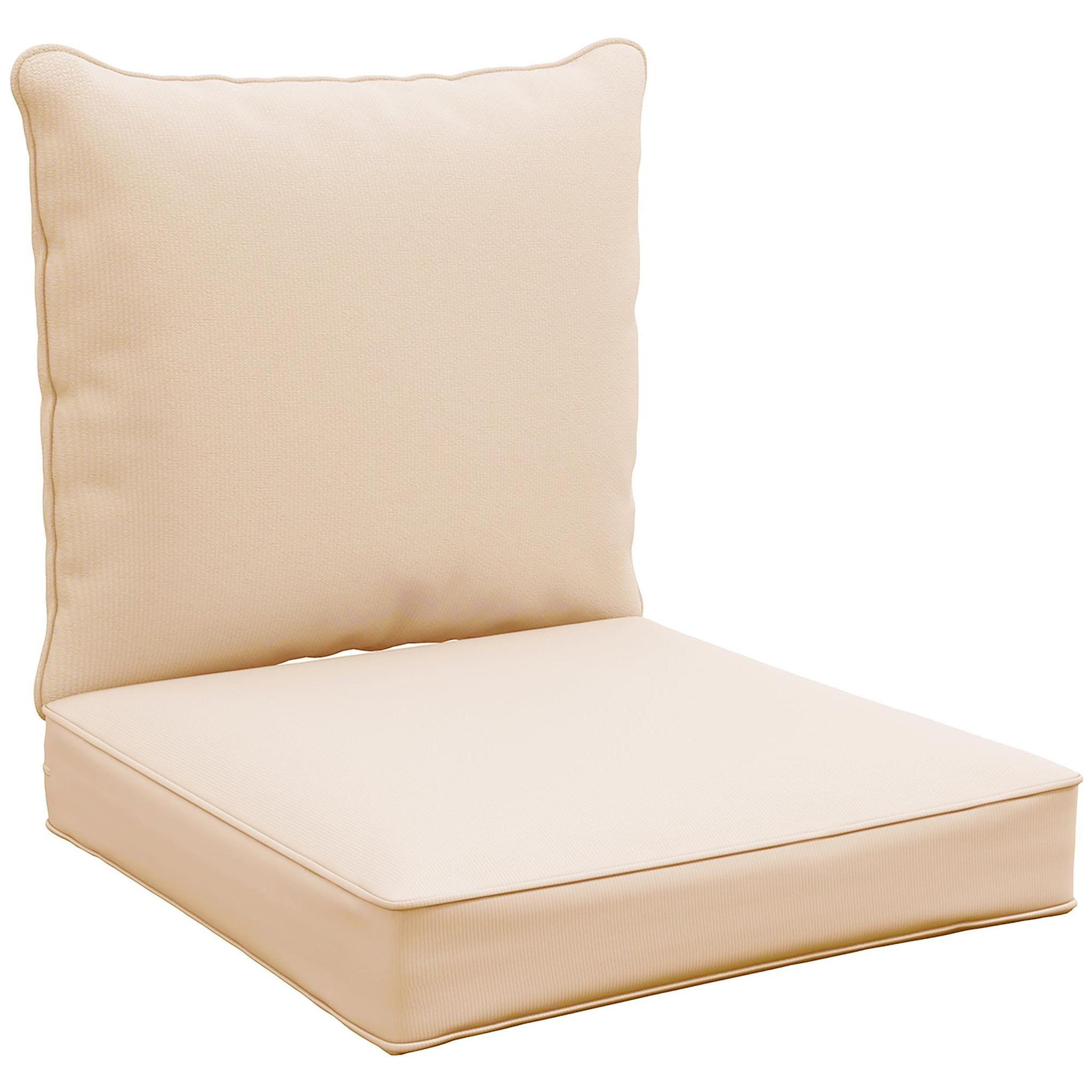 Voir la diapositive 1 : OUTSUNNY Lot de 2 coussins matelas assise dossier pour chaise de jardin fauteuil polyester beige