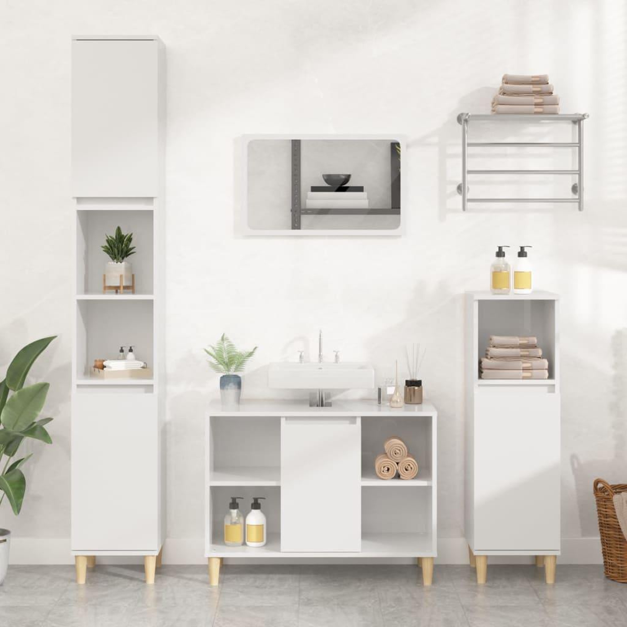 VIDAXL Meuble d'evier blanc brillant 80x33x60 cm bois d'ingenierie