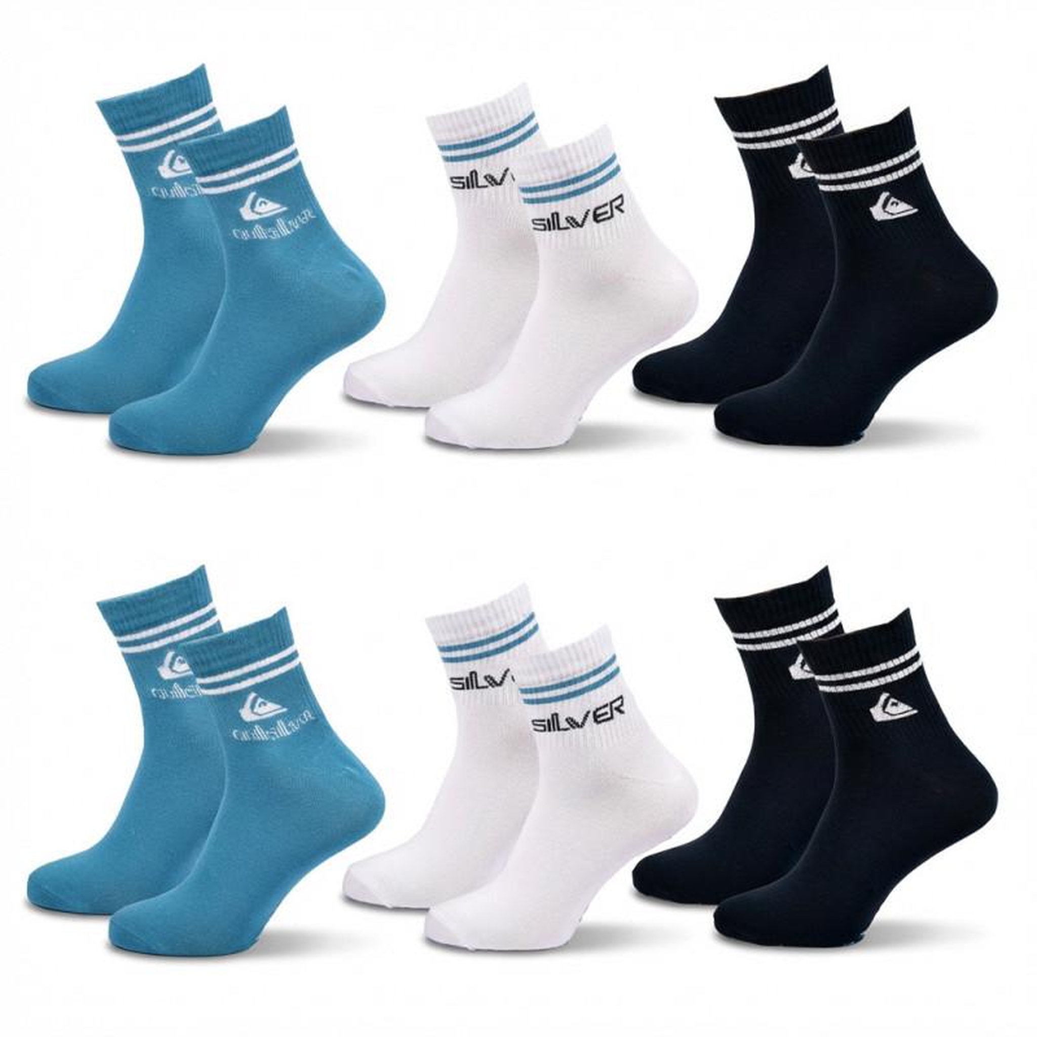 Voir la diapositive 1 : QUIKSILVER Quiksilver Pack de Chaussettes Homme QUARTER– Lot 6 Paires Sport