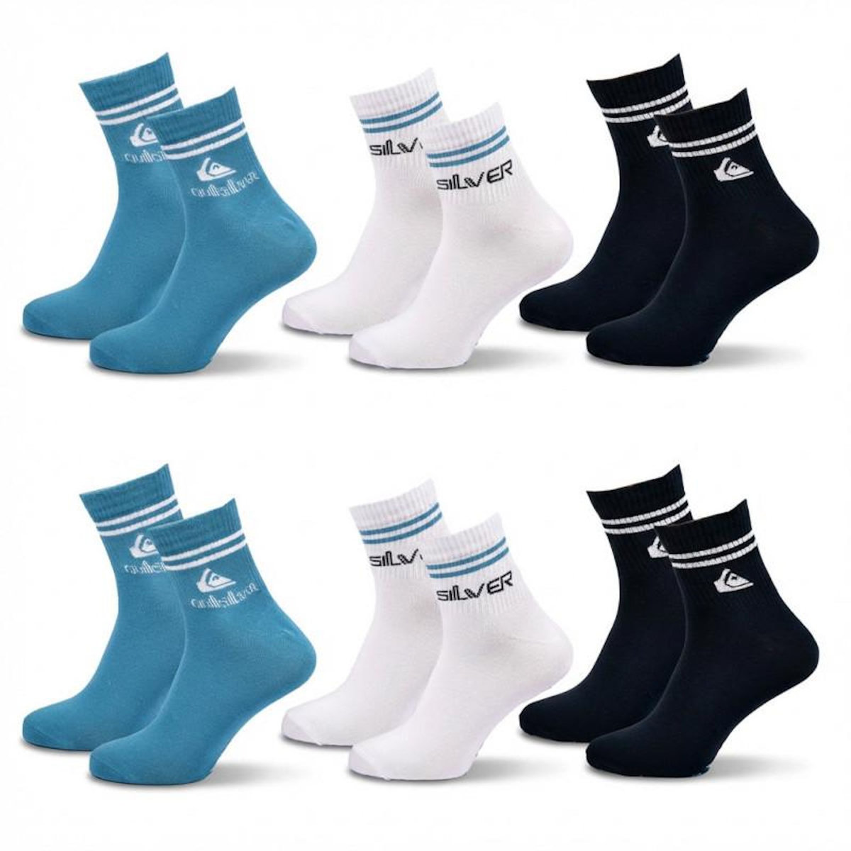 QUIKSILVER Quiksilver Pack de Chaussettes Homme QUARTER– Lot 6 Paires Sport