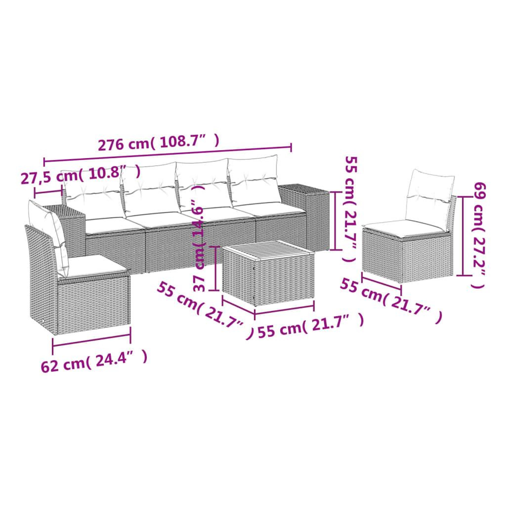 Voir la diapositive 3 : VIDAXL Salon de jardin avec coussins 7 pcs gris resine tressee