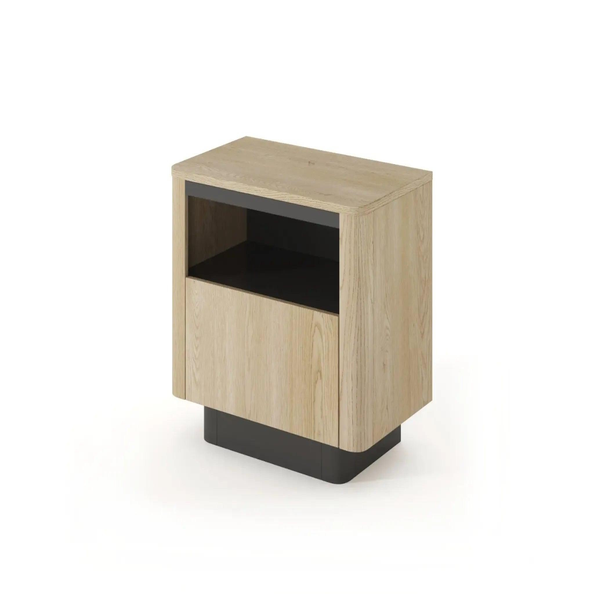 Voir la diapositive 5 : CASANOVA PARIS Poppy - table de chevet 63cmeffet chêne cremonia et noir - chêne clair