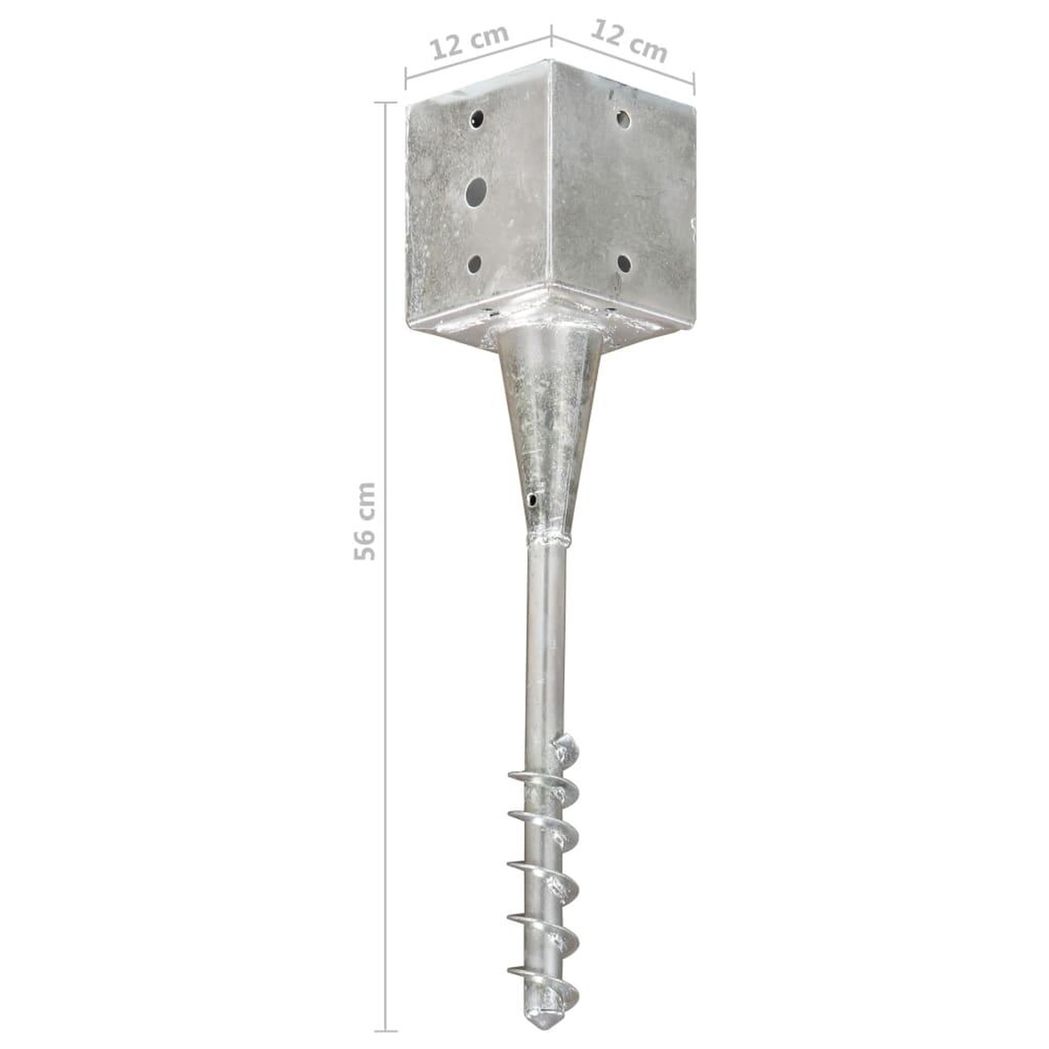 Voir la diapositive 6 : VIDAXL Piquets au sol 2 pcs Argente 12x12x56 cm Acier galvanise