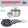 Voir la diapositive 2 : ELO Ensemble de 3 Poêles de cuisson 24, 28 et 32 cm et 2 faitouts 12 et 24 cm Elo Prima Brillant