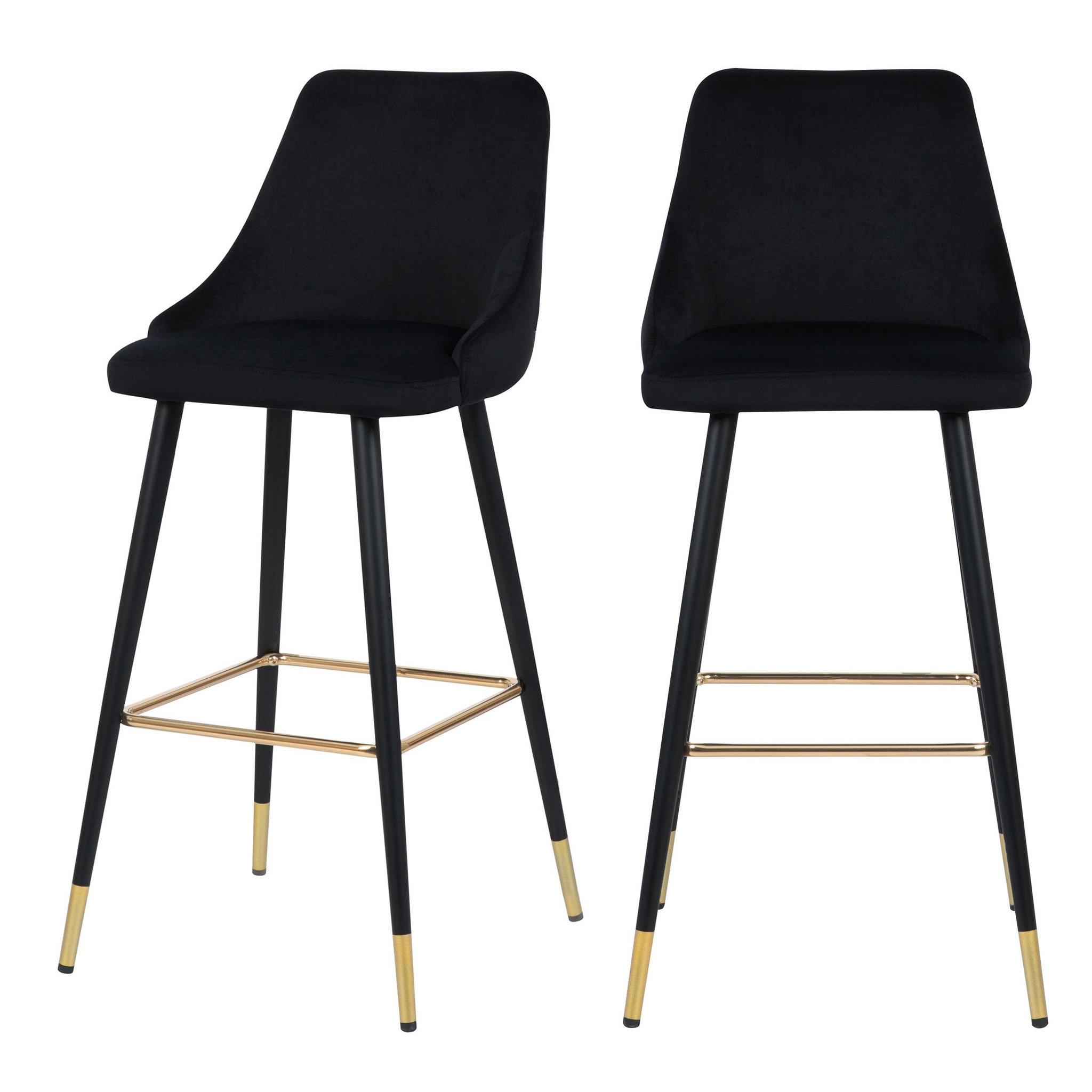 MAISON PAVANE Lot de 2 chaises de bar 78 cm en velours noir-aristote