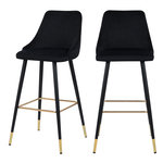 Rendez vous déco Lot de 2 chaises de bar 78 cm en velours noir-Aristote