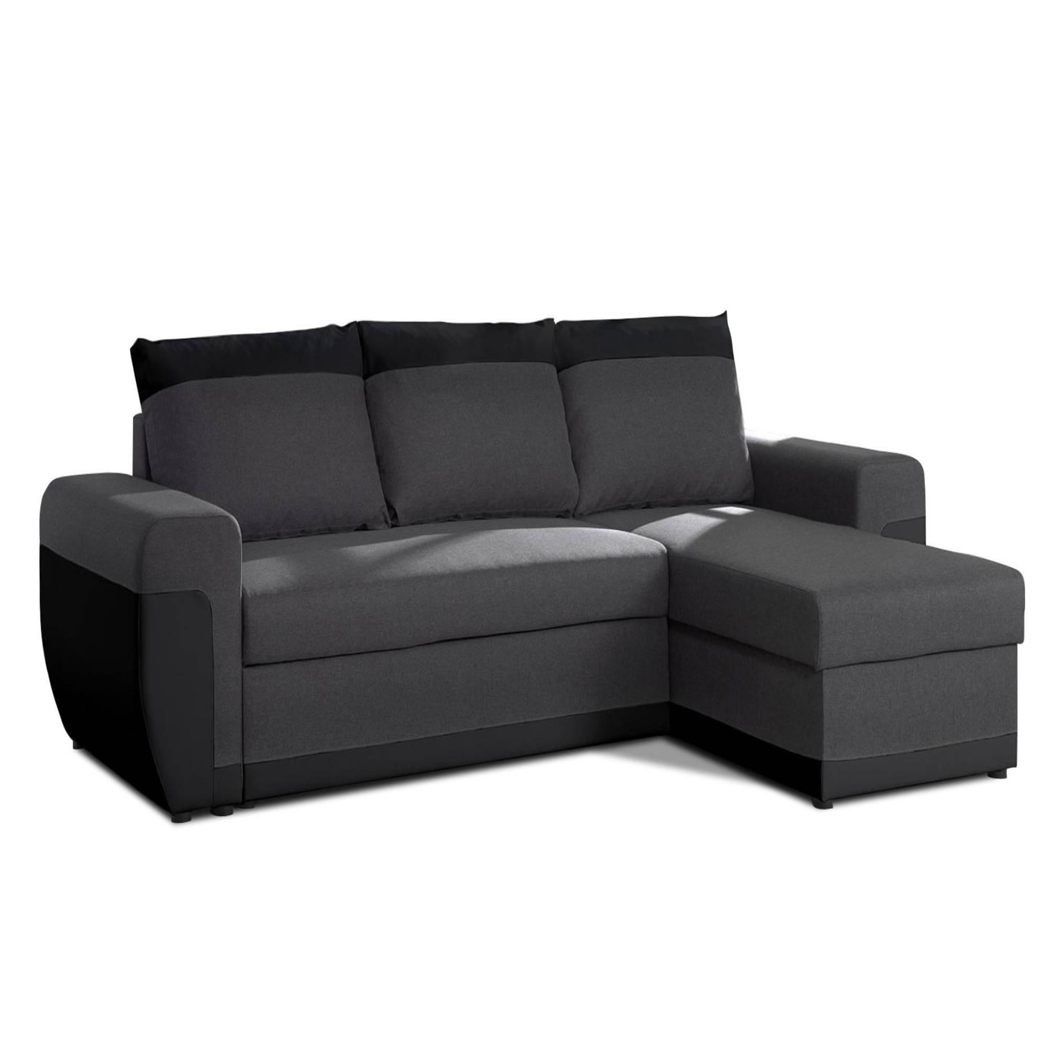 Voir la diapositive 1 : BEST MOBILIER Milan - canapé d'angle réversible - 4 places - convertible avec coffre - en simili et tissu