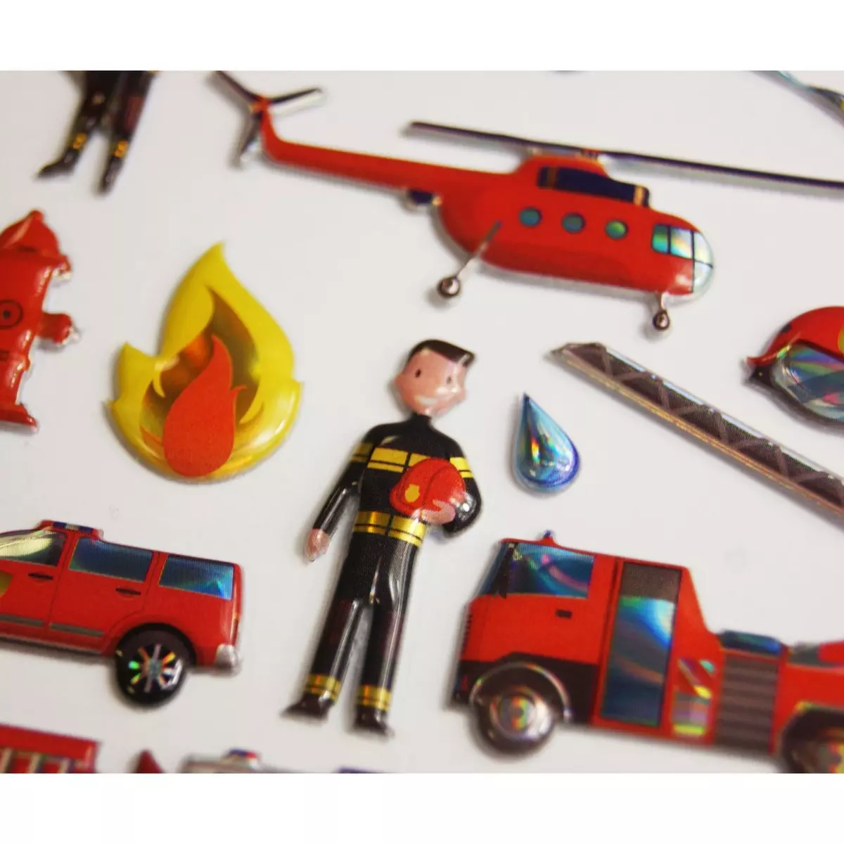  Scène à décorer pour enfants - Les pompiers à la rescousse ! - Stickers Puffies