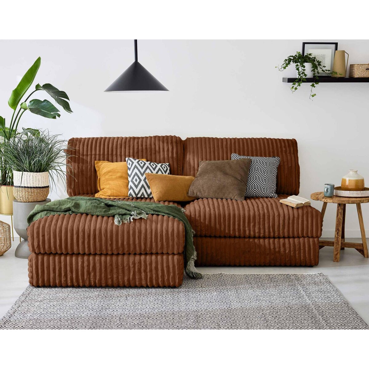 LISA DESIGN Jasper - canapé d'angle modulable 3 places - en fausse fourrure côtelée