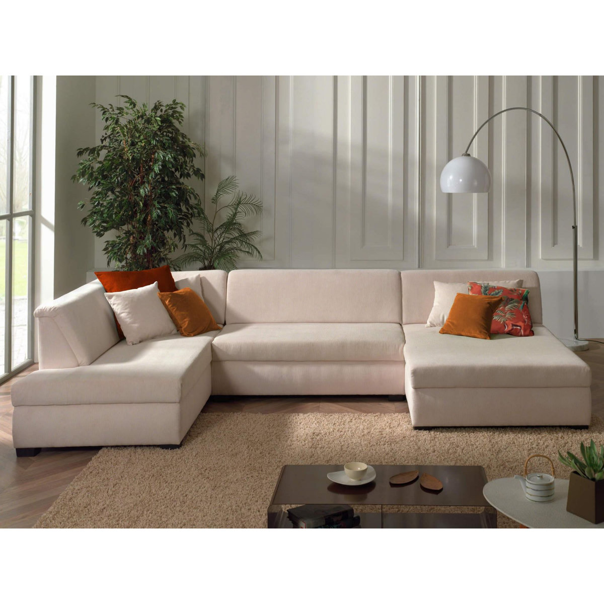 LISA DESIGN Malcom - canapé panoramique d'angle gauche - en velours côtelé