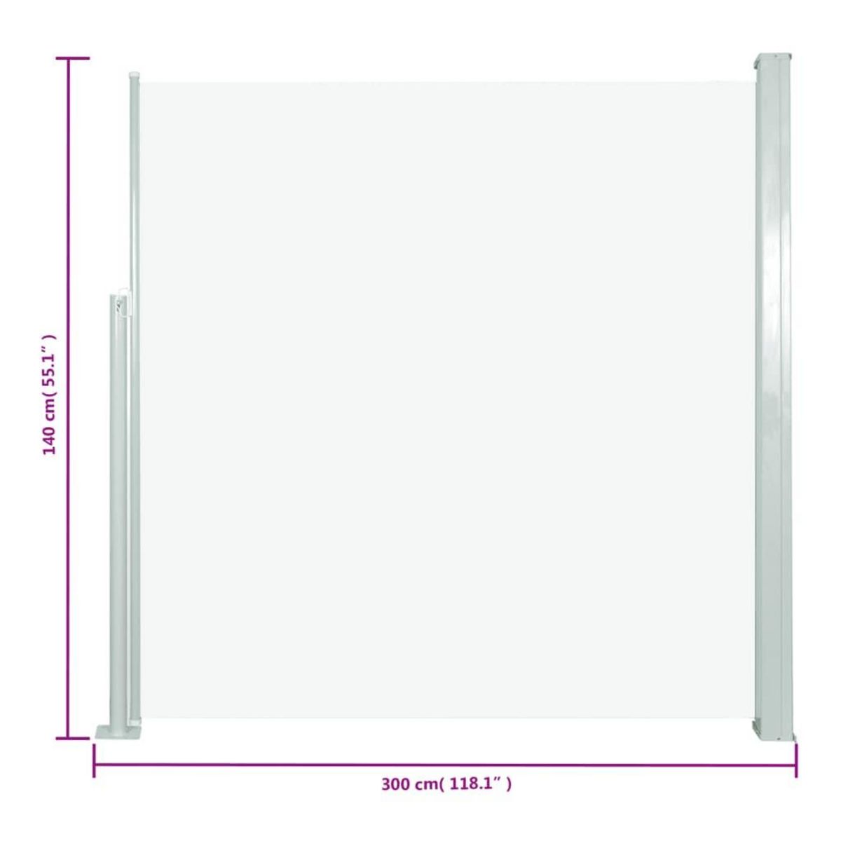 VIDAXL Auvent lateral retractable de patio 140x300 cm Creme