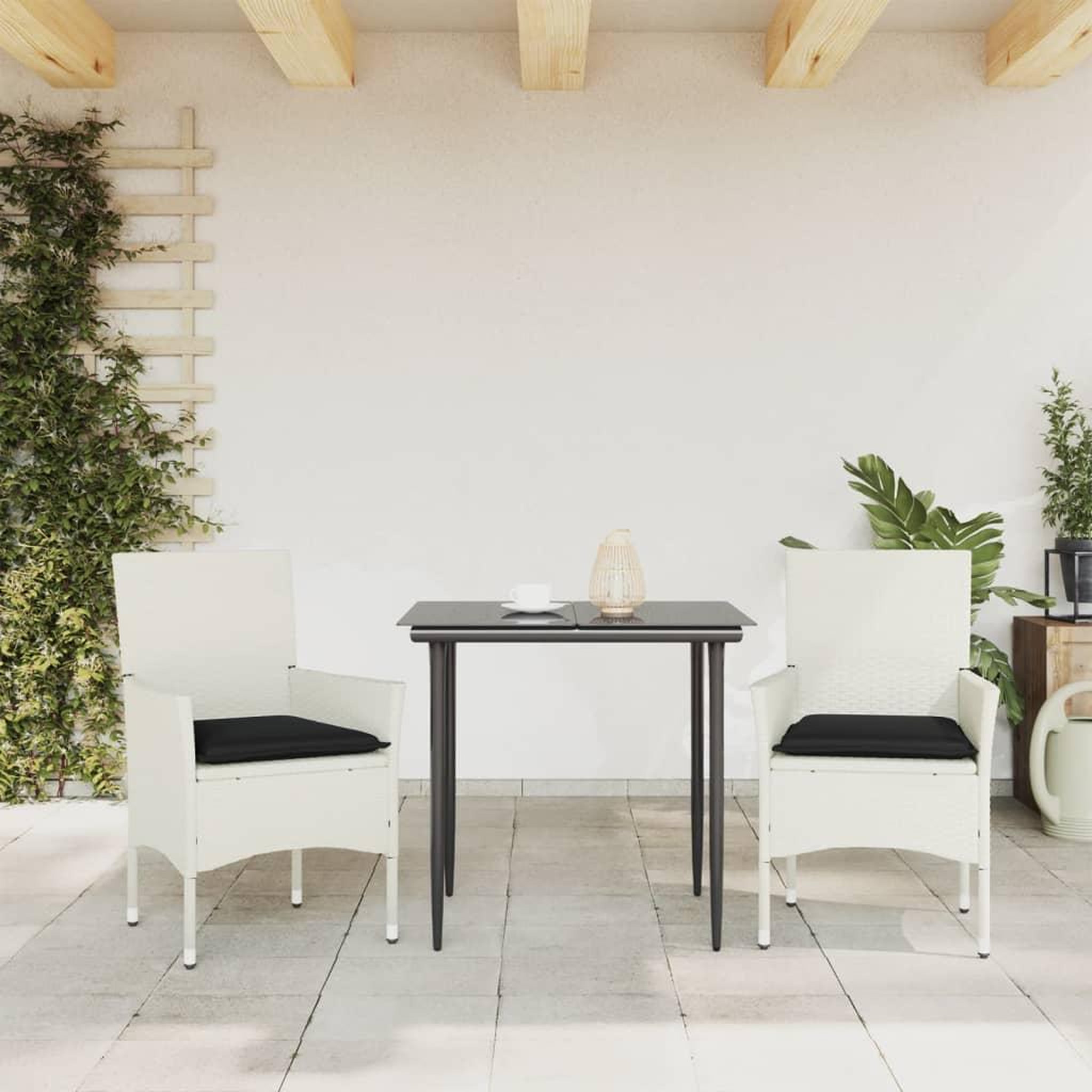 Voir la diapositive 3 : VIDAXL Chaises de jardin avec coussins lot de 2 blanc resine tressee