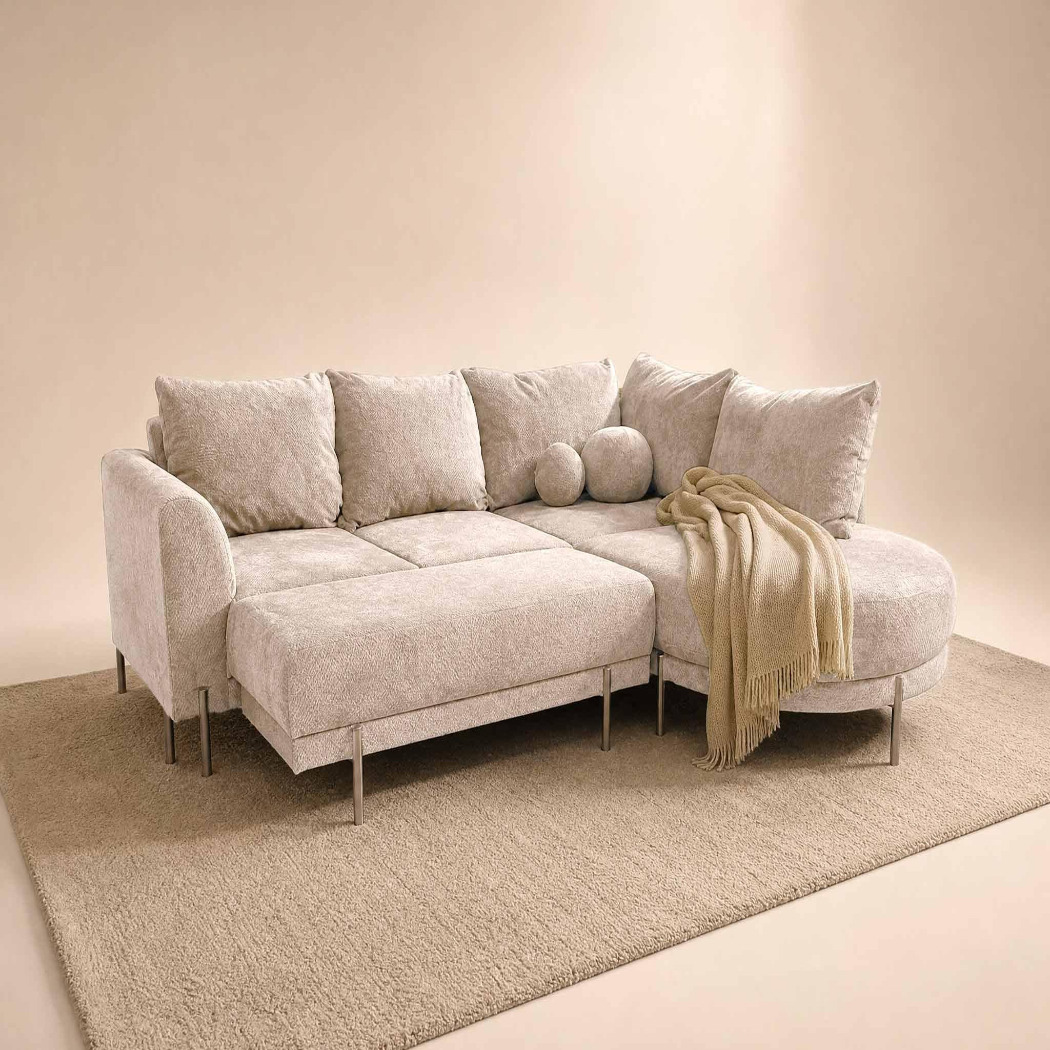 Voir la diapositive 2 : BEST MOBILIER Gabin - pouf en velours texturé