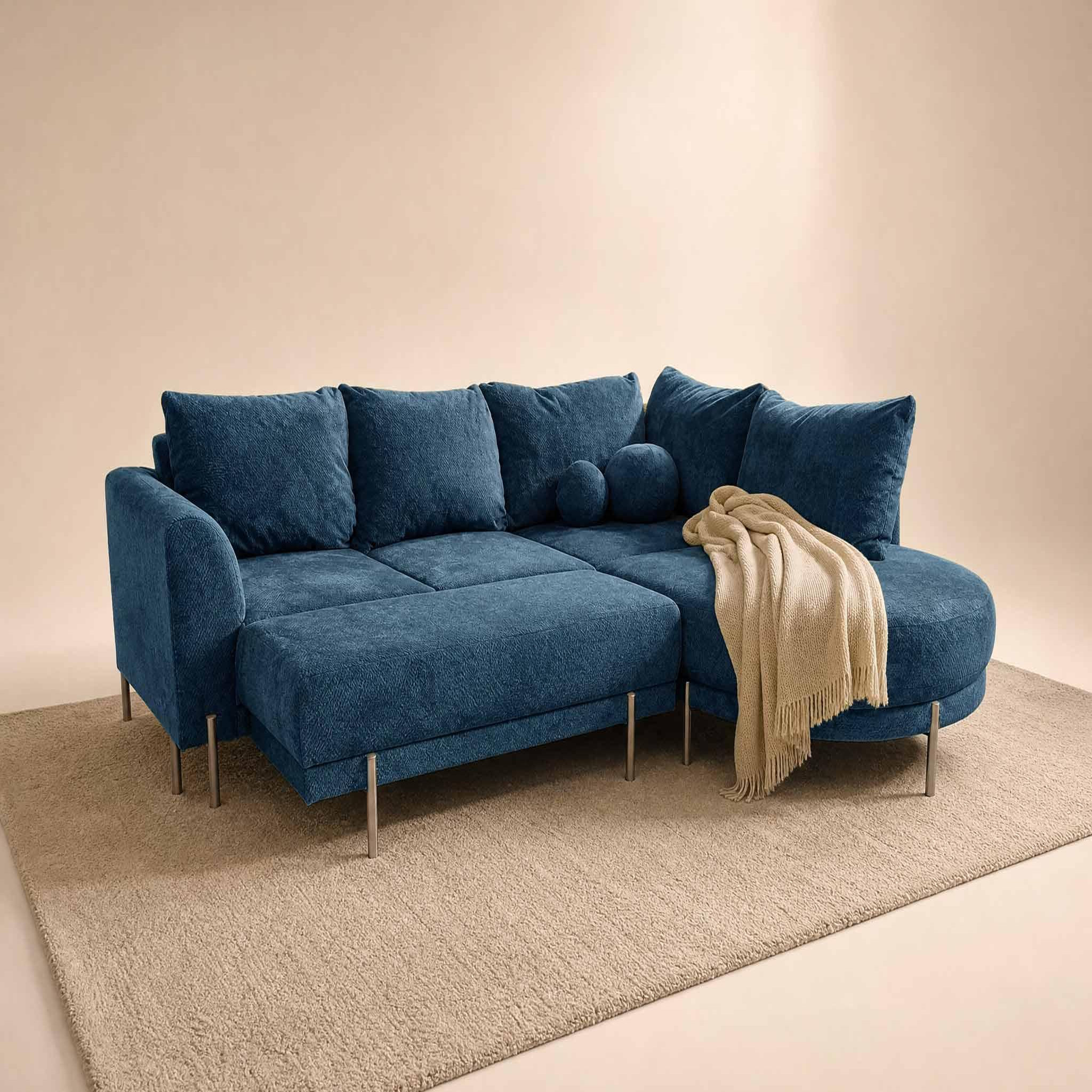 Voir la diapositive 2 : BEST MOBILIER Gabin - pouf en velours texturé