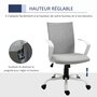 VINSETTO Vinsetto Chaise de bureau ergonomique hauteur réglable pivotante 360° piètement acier blanc lin gris clair