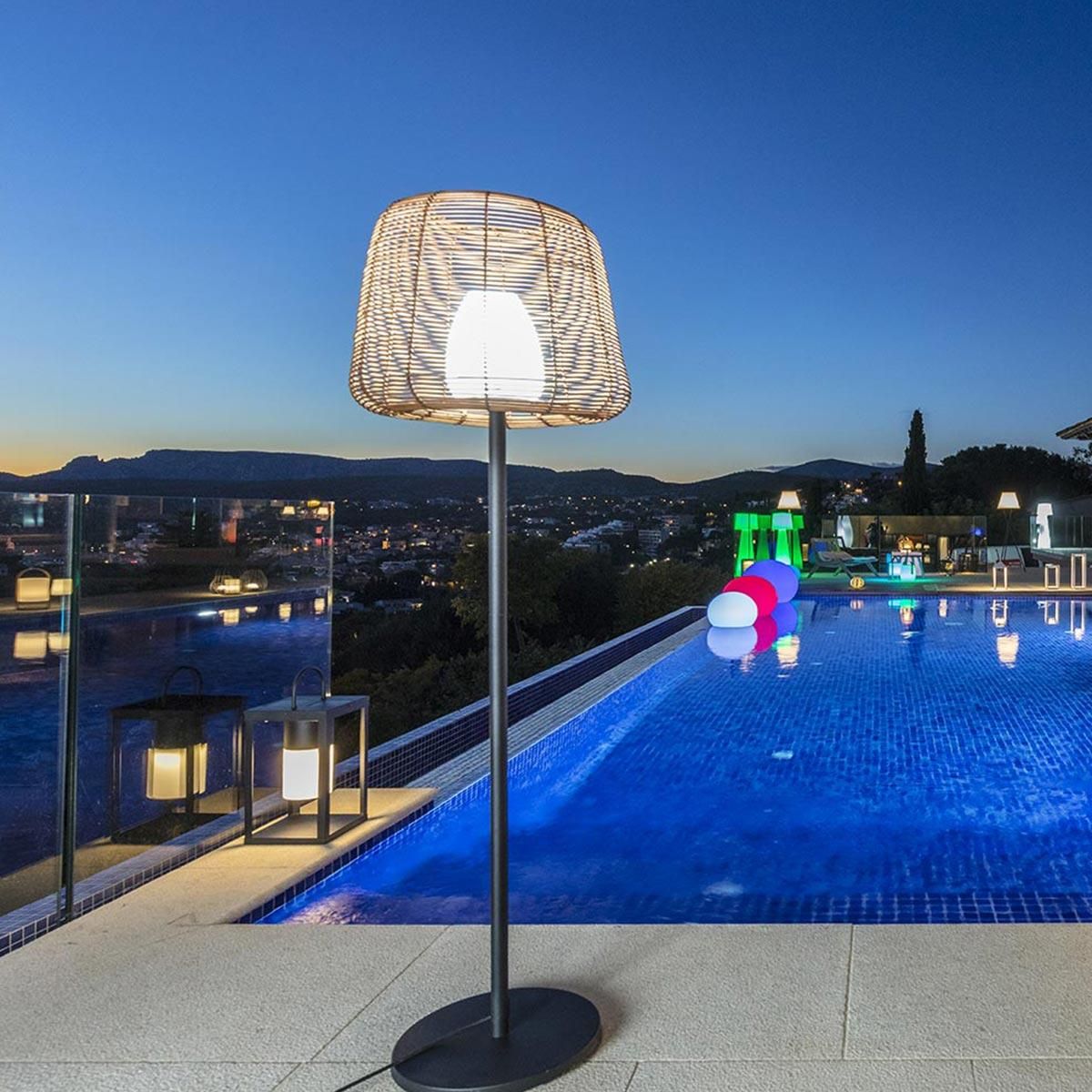 Lumisky Lampadaire ext filaire BOHEME Bois Poly rotin H150CM