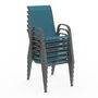 Voir la diapositive 4 : ID MARKET Lot de 6 chaises de jardin LYMA métal et textilène empilables bleu canard