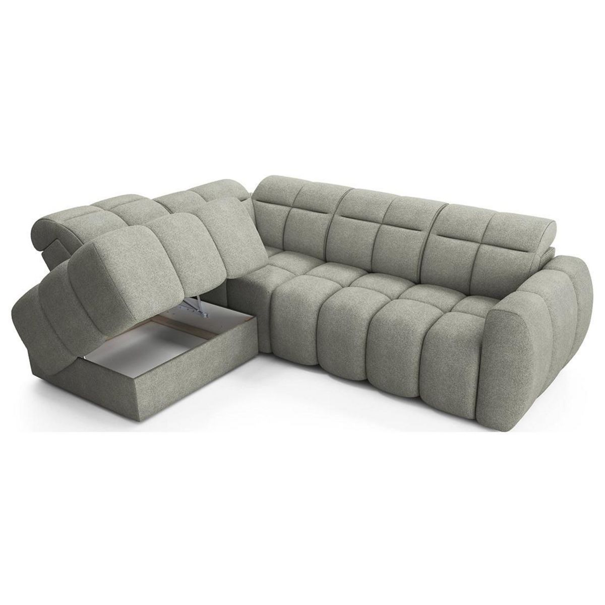 BEST MOBILIER Basile - canapé d'angle gauche 4 places assise extensible électrique avec coffre en tissu texturé