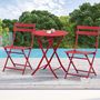 Voir la diapositive 2 : OUTSUNNY Salon de jardin bistro pliable - table ronde Ø 60 cm avec 2 chaises pliantes - métal thermolaqué rouge