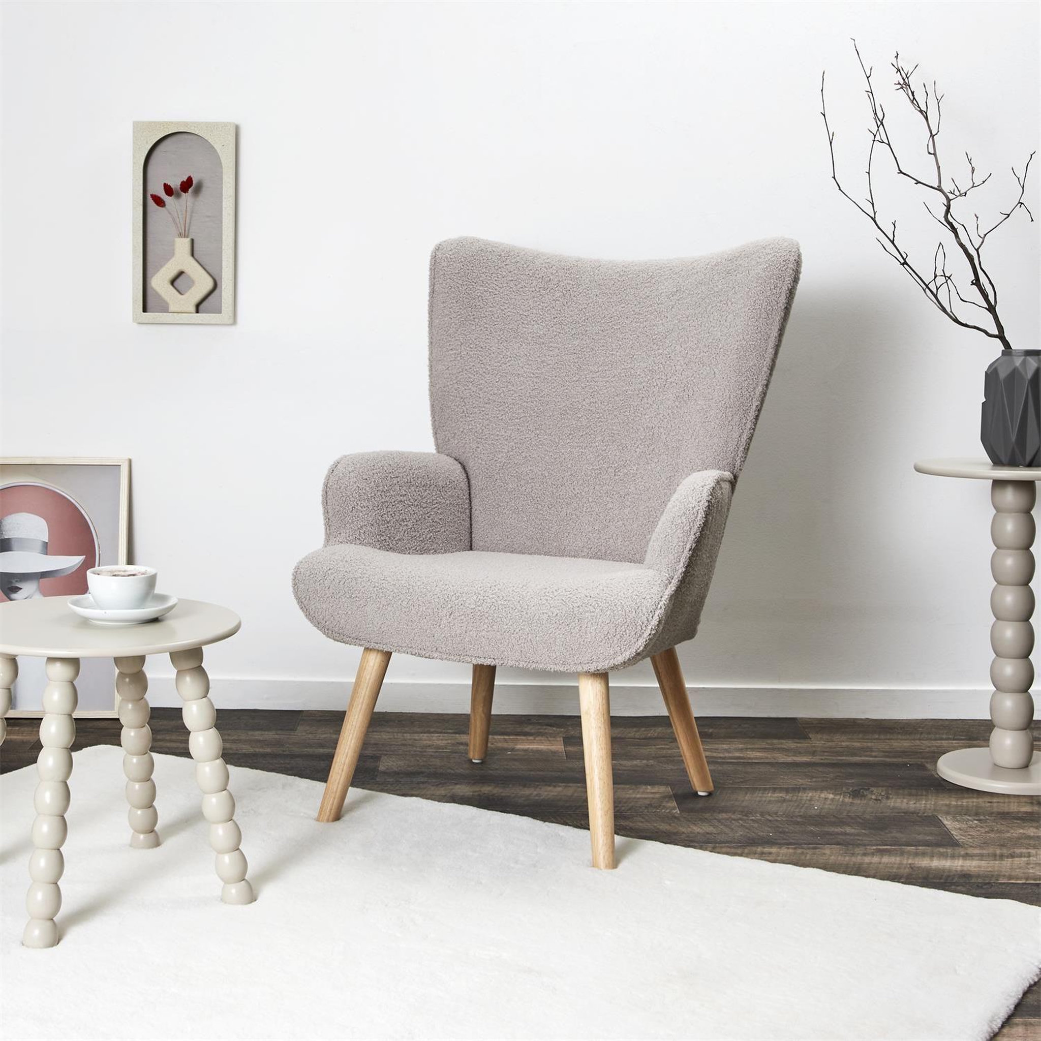 Voir la diapositive 2 : The Home Deco Factory Fauteuil de salon en bouclette rhea