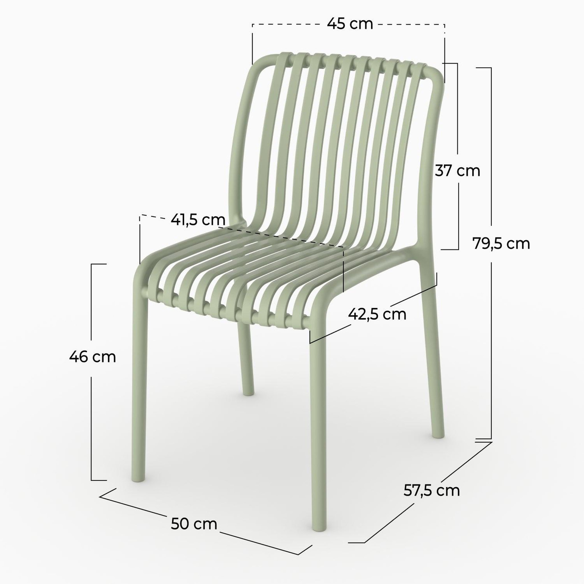 Voir la diapositive 4 : MAISON PAVANE Lot de 2 chaises de jardin empilables en plastique vert pastel-duli