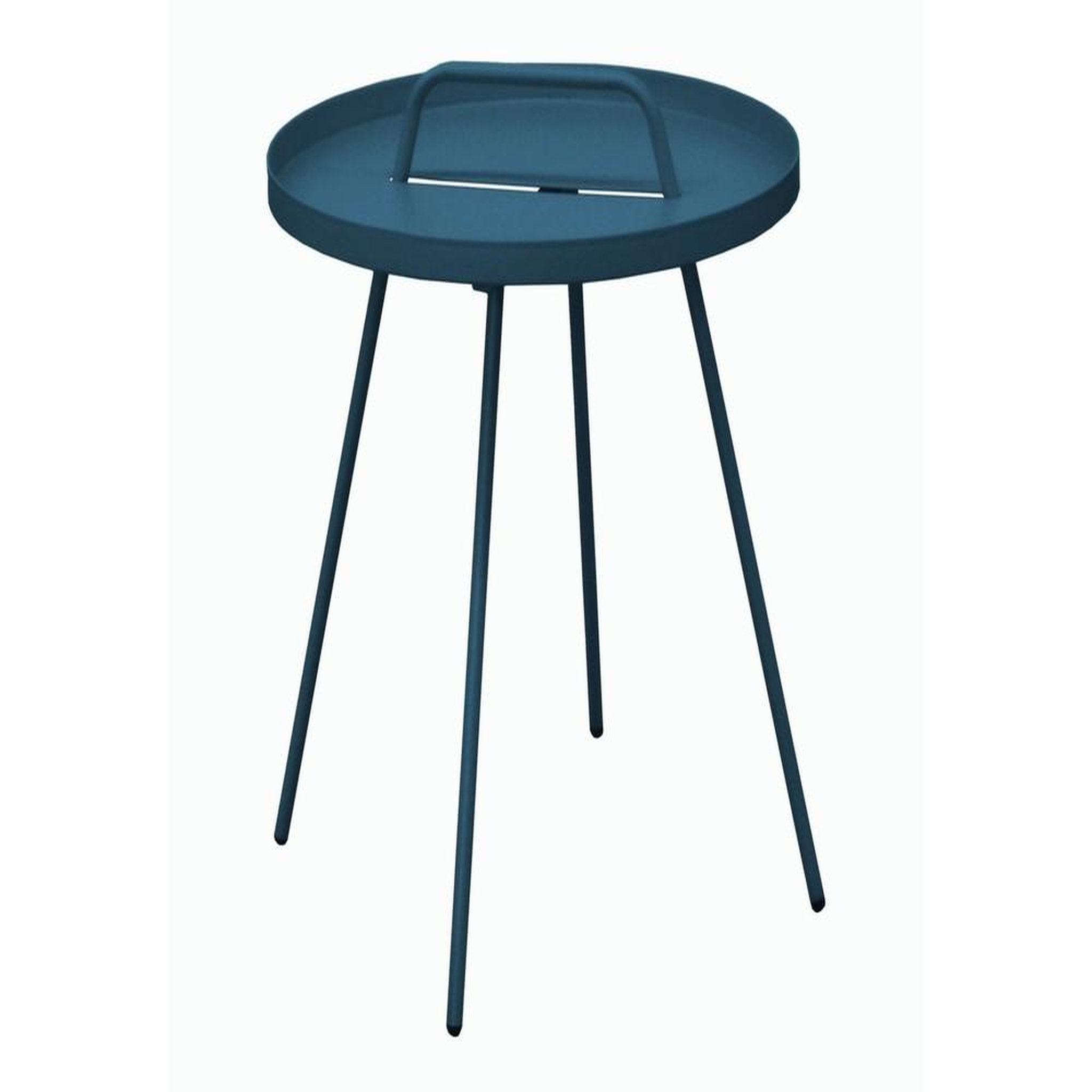 Proloisirs Table Basse de jardin Flower, ronde, 4 pieds, poignée - bleu 44 x 51 cm
