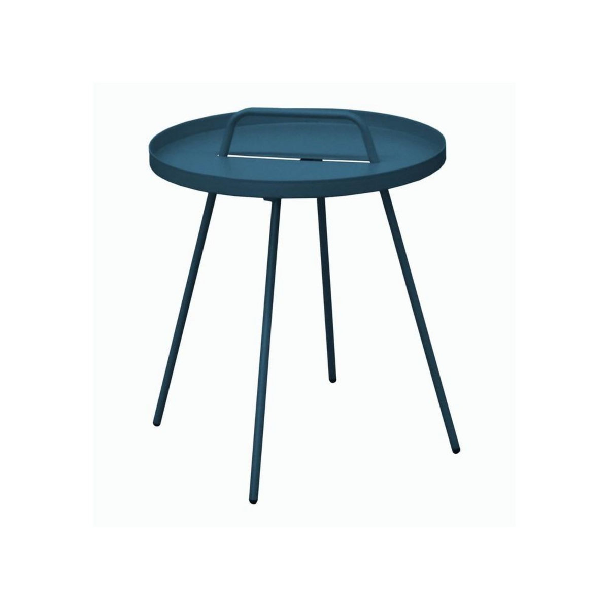 Proloisirs Table Basse de jardin Flower, ronde, 4 pieds, poignée - bleu 44 x 51 cm