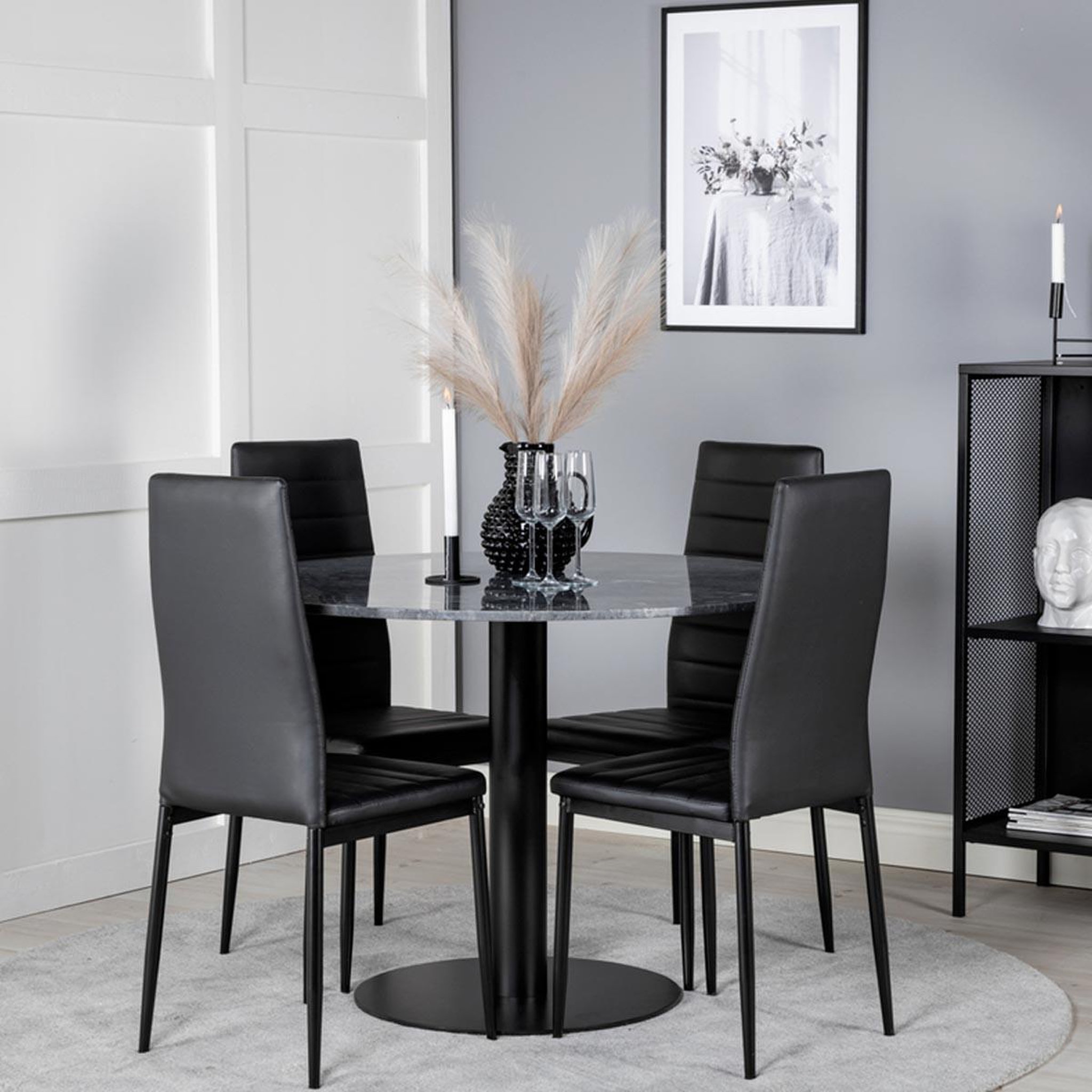 Voir la diapositive 4 : Paris Prix Ensemble table à manger & 4 chaises  estelle & slim  106cm gris foncé & noir