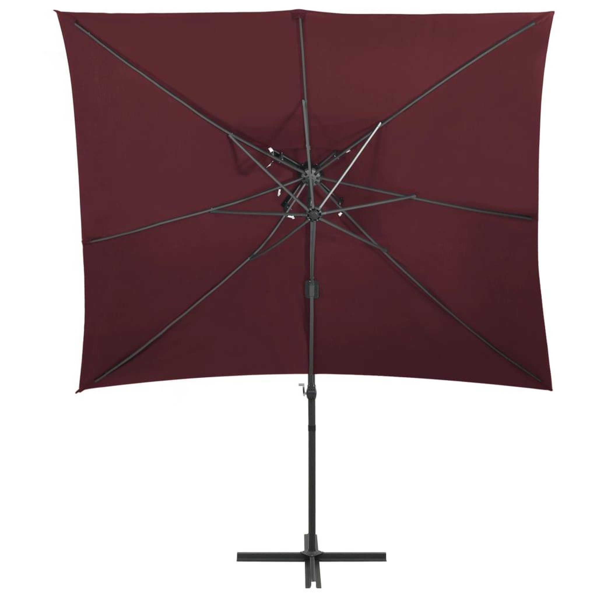 Voir la diapositive 2 : VIDAXL Parasol de jardin en porte-a-faux a double toit rouge bordeaux