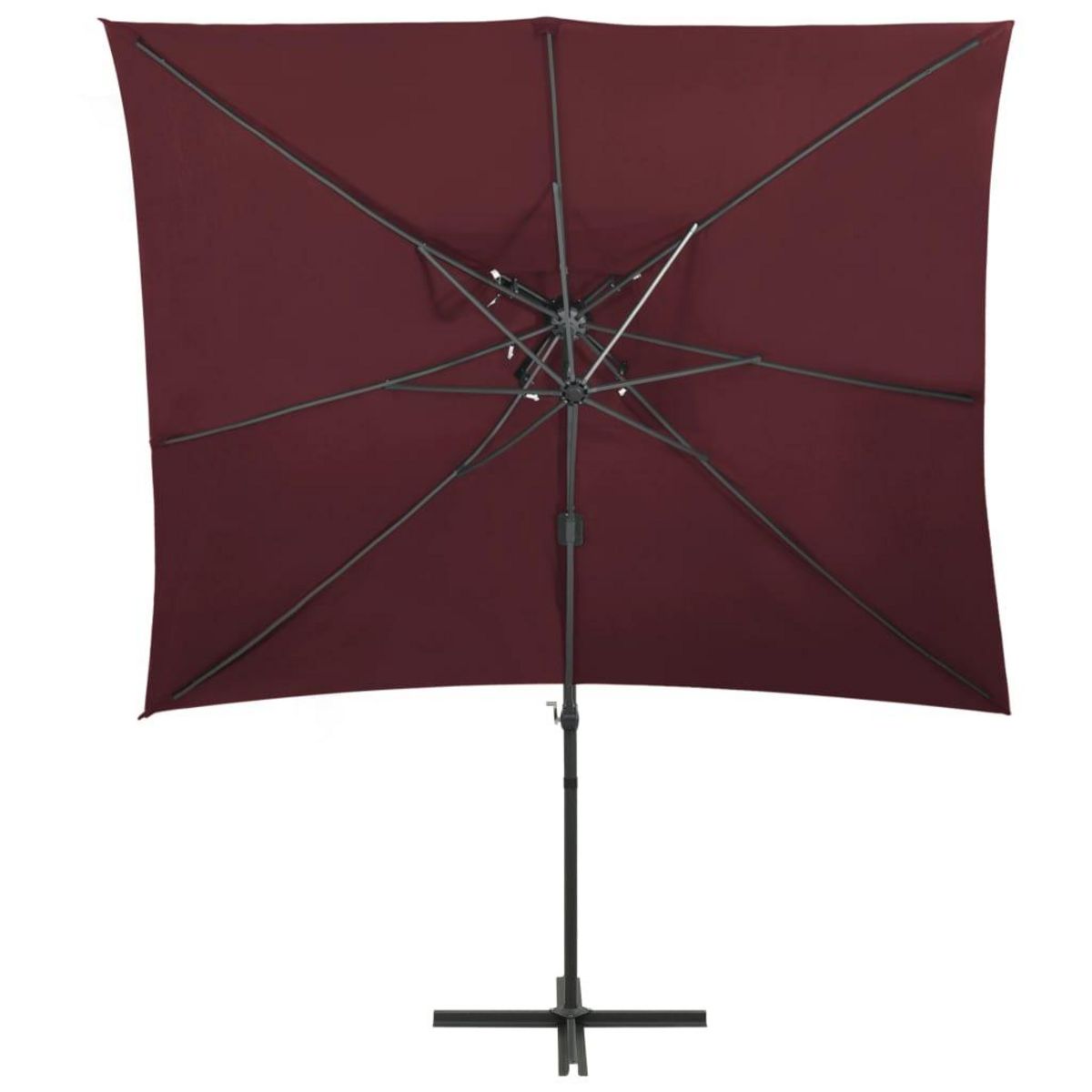VIDAXL Parasol de jardin en porte-a-faux a double toit rouge bordeaux