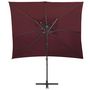 Voir la diapositive 2 : VIDAXL Parasol de jardin en porte-a-faux a double toit rouge bordeaux