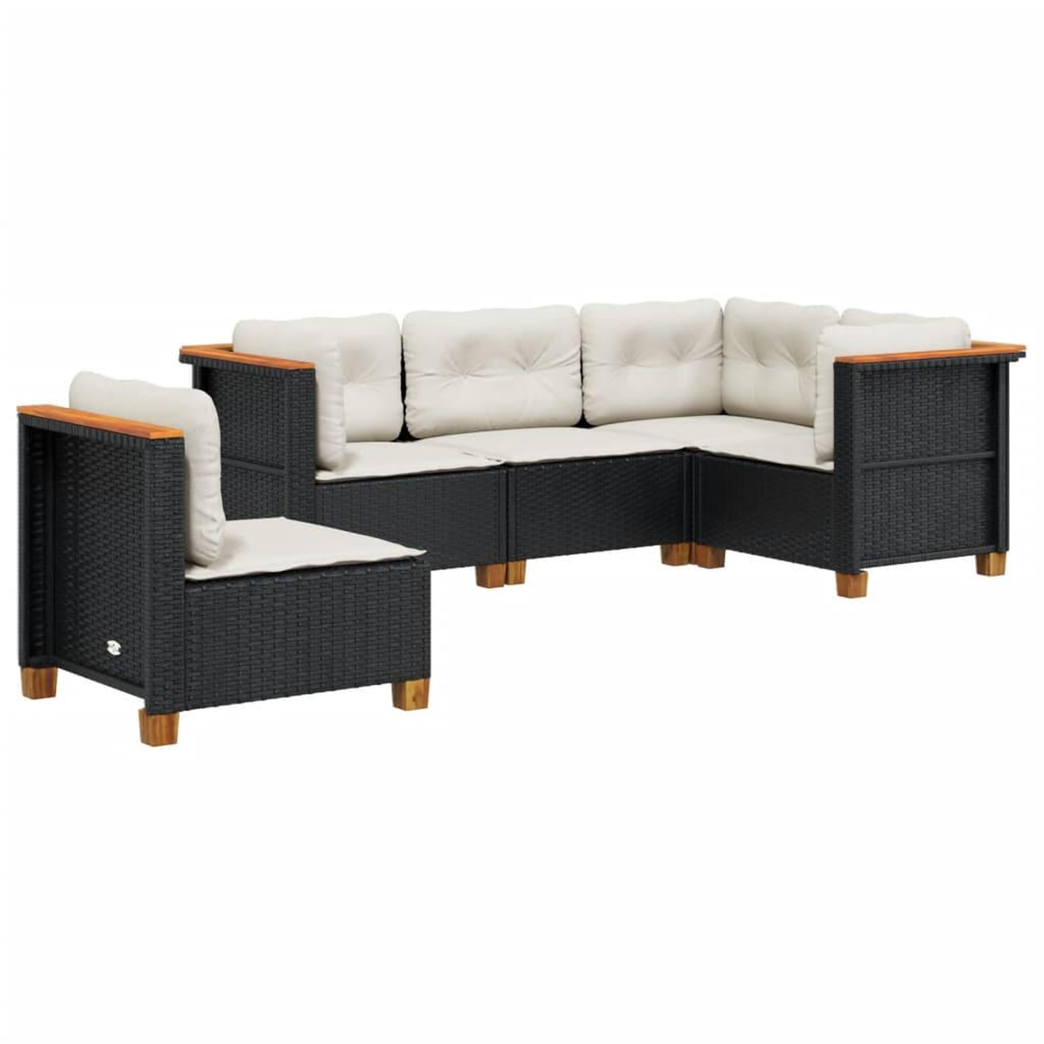 Voir la diapositive 2 : VIDAXL Salon de jardin 5 pcs avec coussins noir resine tressee