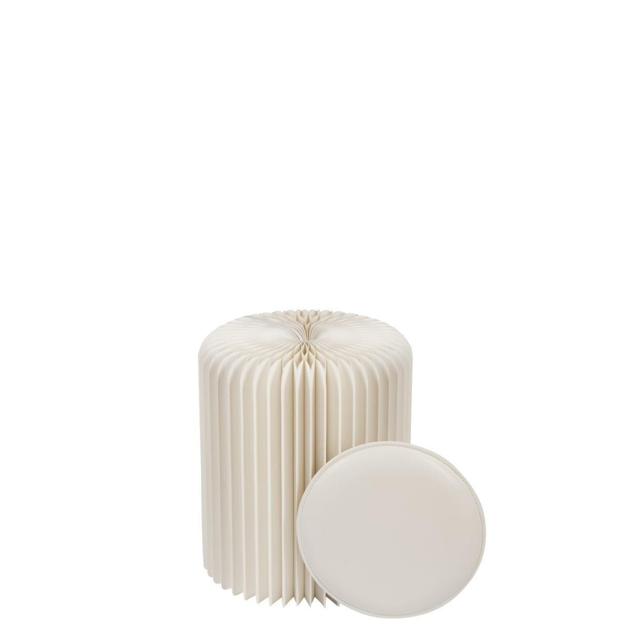 Voir la diapositive 2 : J-LINE Pouf pliable en papier  lily  42cm blanc cassé