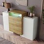 Voir la diapositive 5 : MERAX Buffet 2 porte(s) 3 tiroir(s) - 140 cm blanc+naturel led mdf