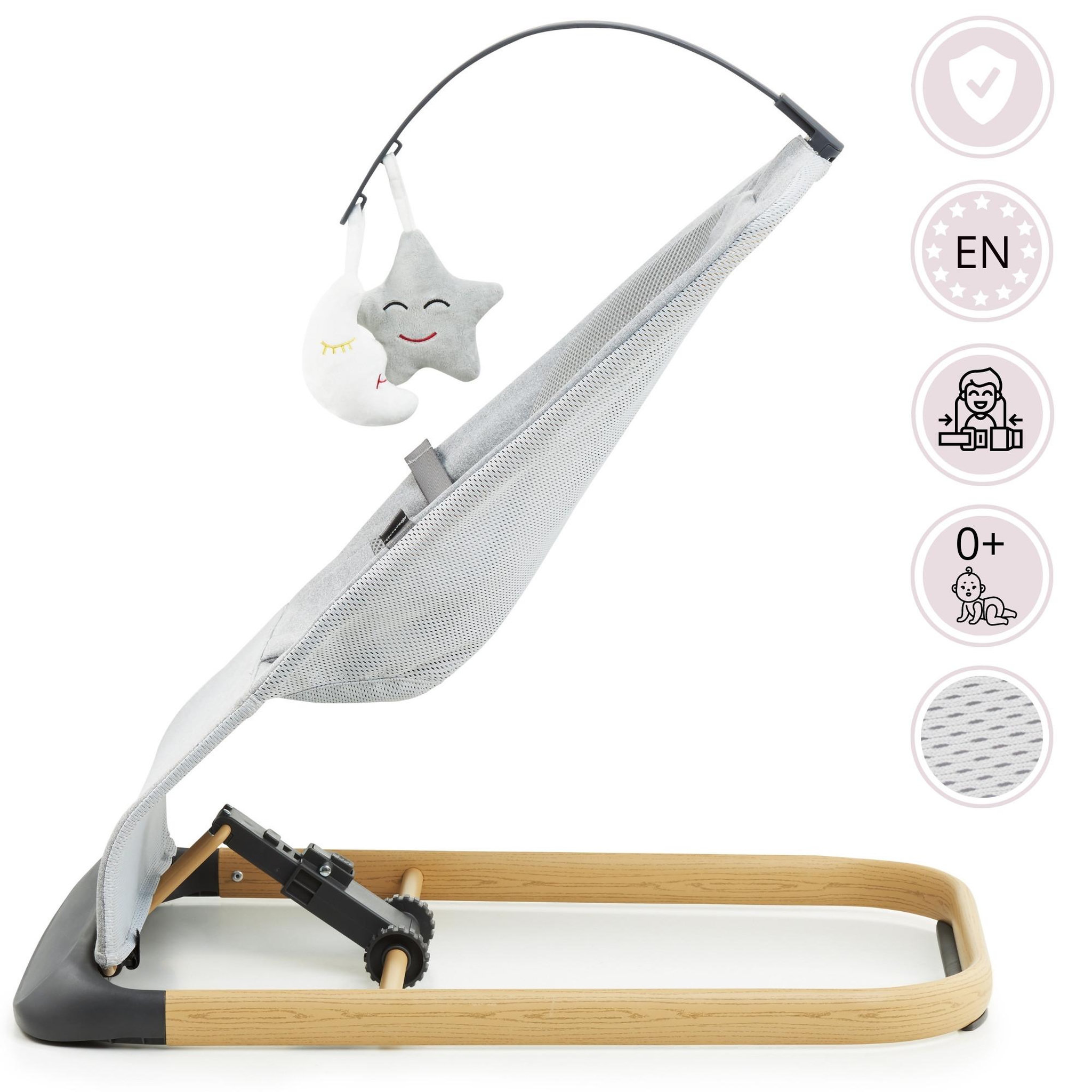 Voir la diapositive 5 : MOBY SYSTEM Transat Bébé Chaise à Bascule Réglable 3 Positions 9 kg, Avec Arceau amovible, peluches, Ceinture