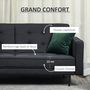 Voir la diapositive 6 : HOMCOM Canapé convertible 2 places style Chesterfield capitonné dossier inclinable 3 positions tissu gris foncé