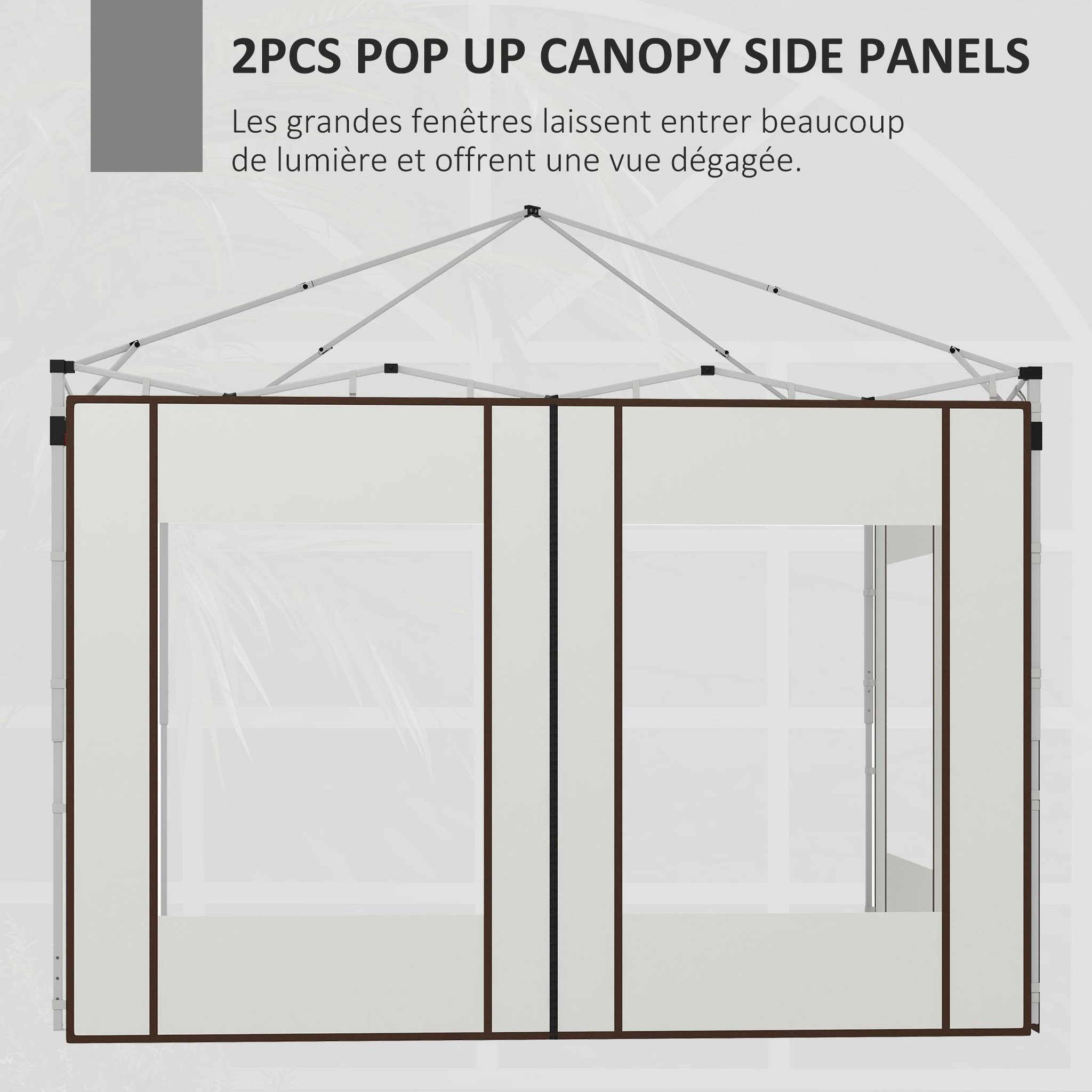 Voir la diapositive 4 : OUTSUNNY Lot de 2 panneaux latéraux barnum tonnelle 6x3 m ou 3x3 m fenêtres oxford blanc