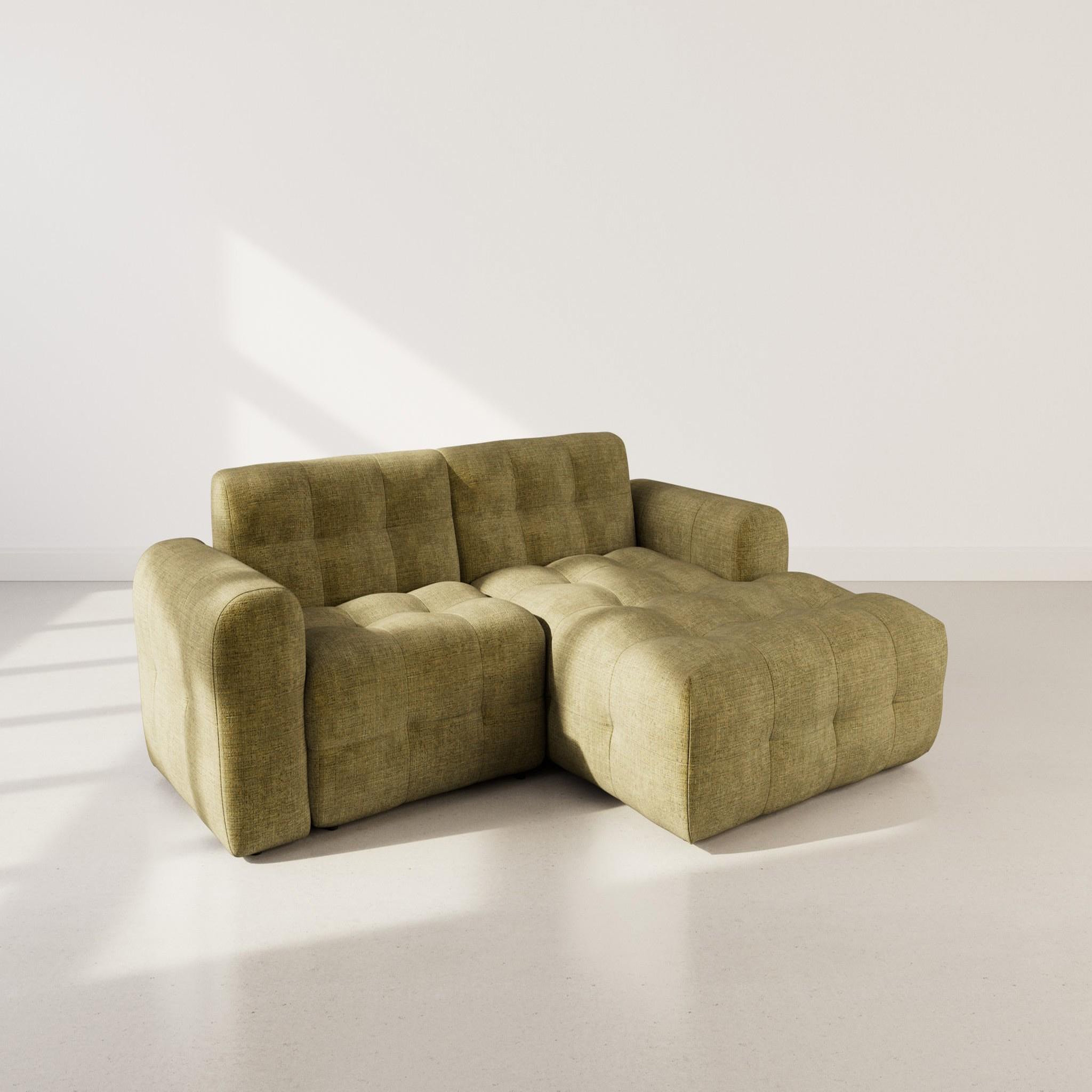 Voir la diapositive 3 : BEST MOBILIER Diane - canapé d'angle droit 4 places en velours texturé