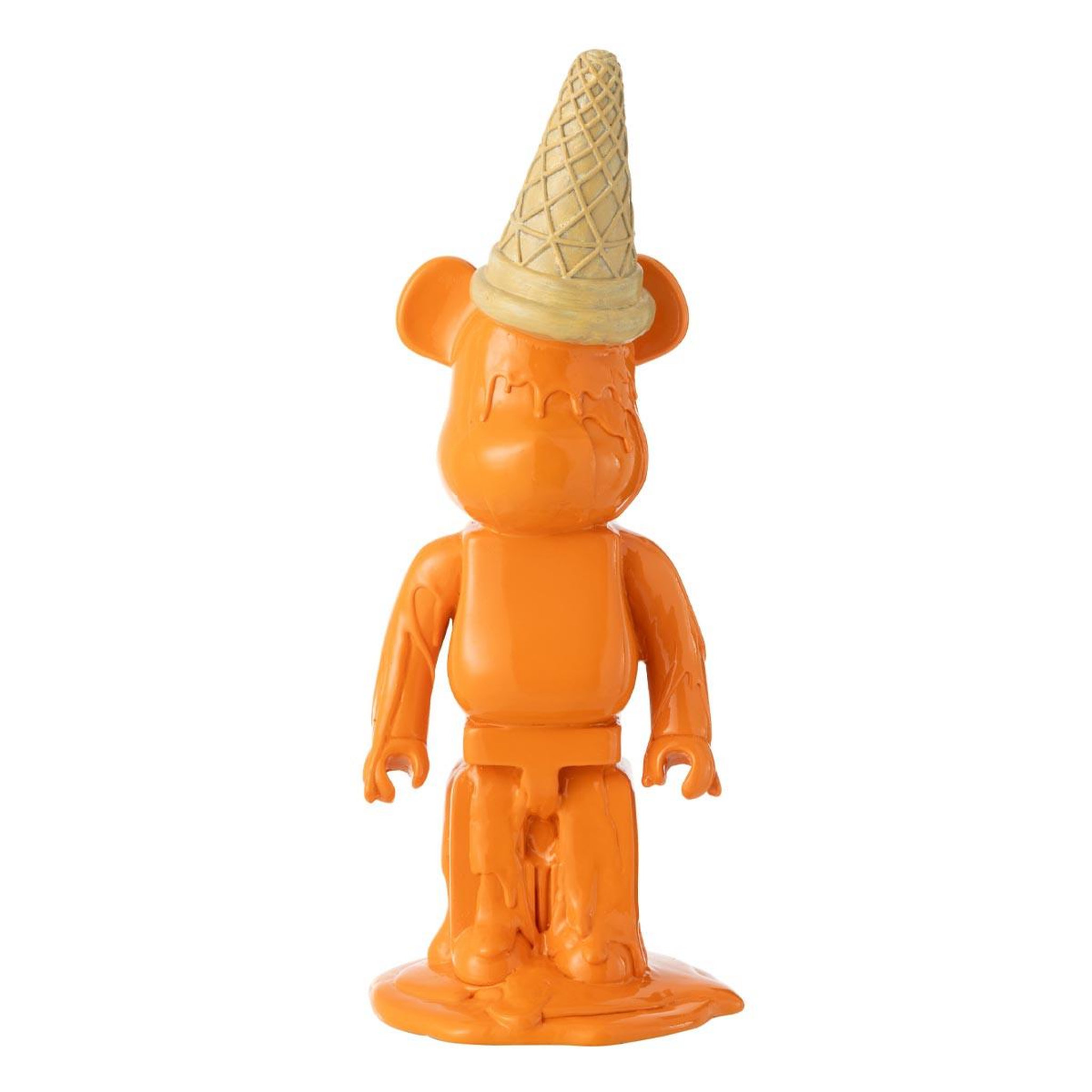 J-LINE Statuette Déco Ours  Cornet Glace  39cm Orange