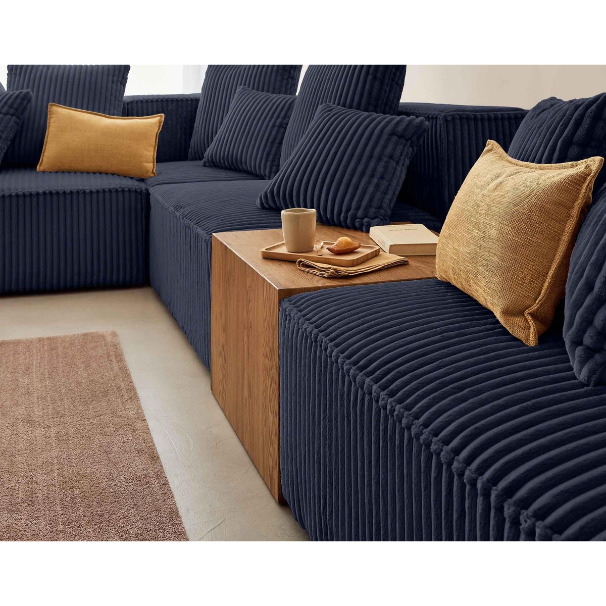 LISA DESIGN Colombine - canapé modulable d'angle gauche - 5 places - en velours côtelé grosses côtes