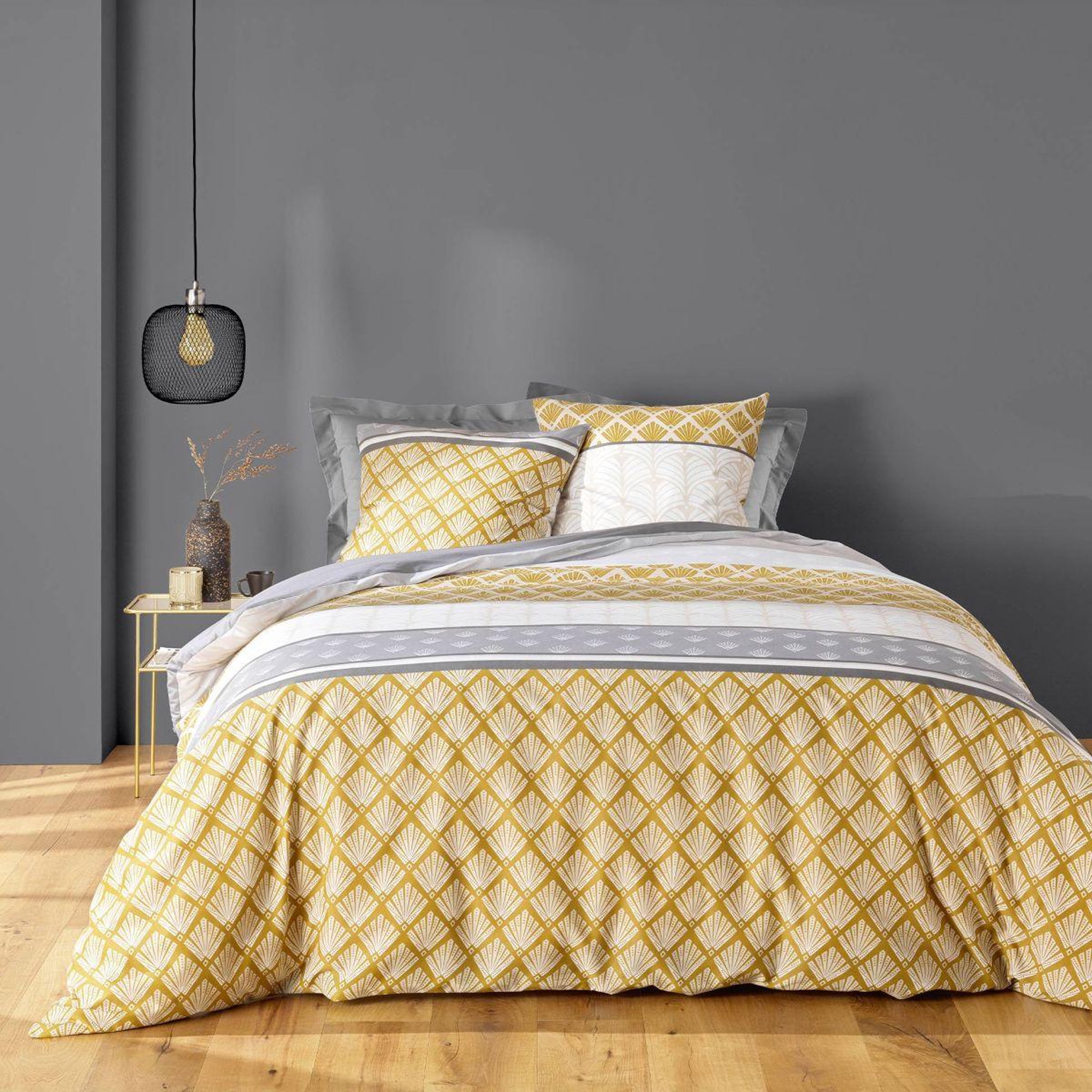 Douceur d'Intérieur Parure de lit 3 pièces  stria  240x220cm ocre