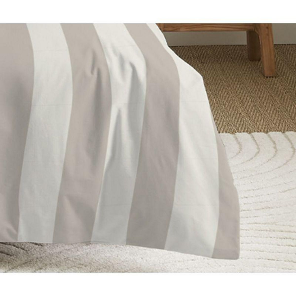 COTON PUR Parure de draps 4 pièces pour lit 140 x 190 cm Deauville beige