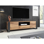 BEST MOBILIER Willow - meuble tv - effet bois et gris - 180 cm - style industriel. Coloris disponibles : Marron