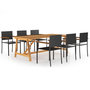 Voir la diapositive 1 : VIDAXL Ensemble a manger de jardin 7 pcs Noir