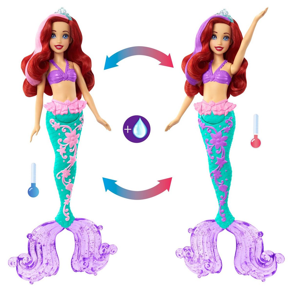 DISNEY PRINCESS Poupée Ariel cheveux fabuleux 