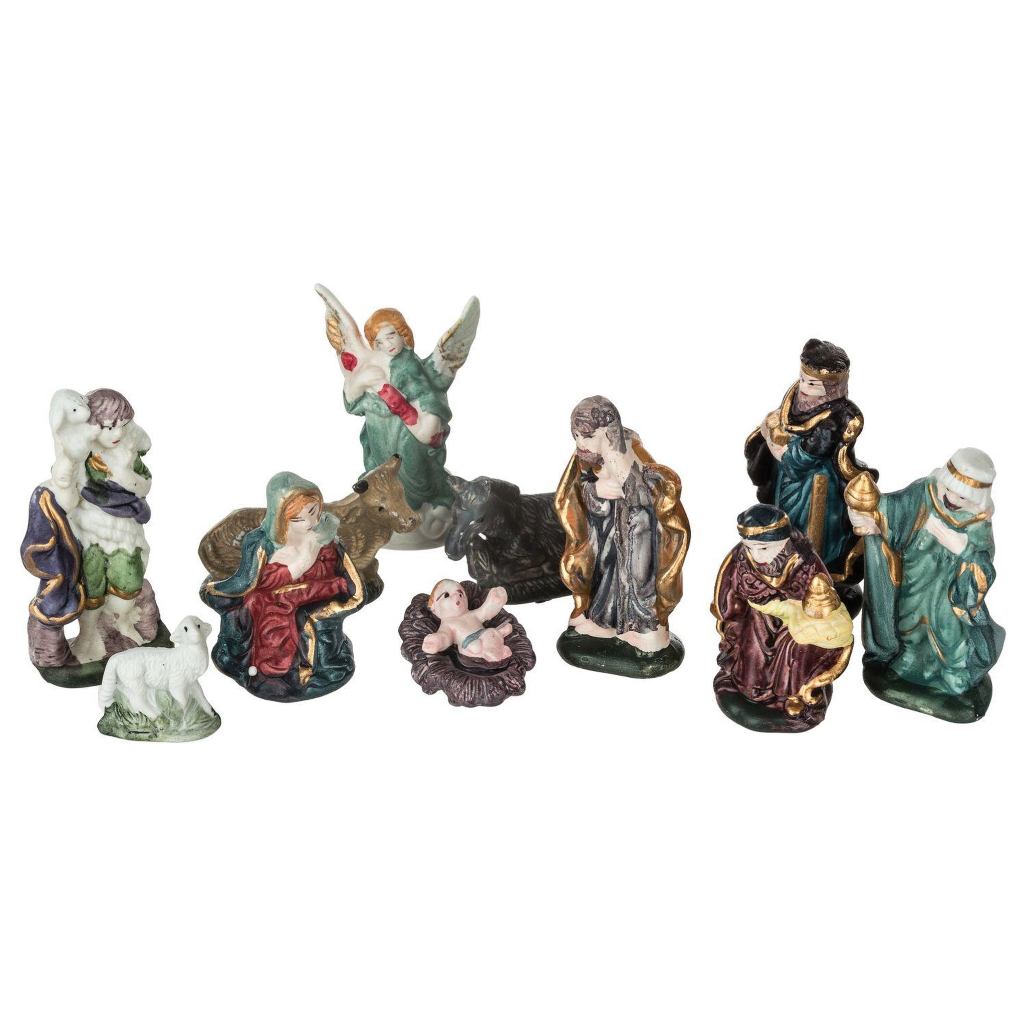 Voir la diapositive 1 : FEERIC LIGHT & CHRISTMAS 11 Santons pour crèche de Noël - H. 10 cm - Multicolore